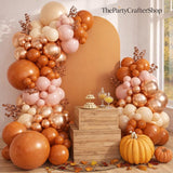 Fall Balloon Arch Kit, Autumn Thanksgiving Party Decor, Metallic Orange Ivory Balloons