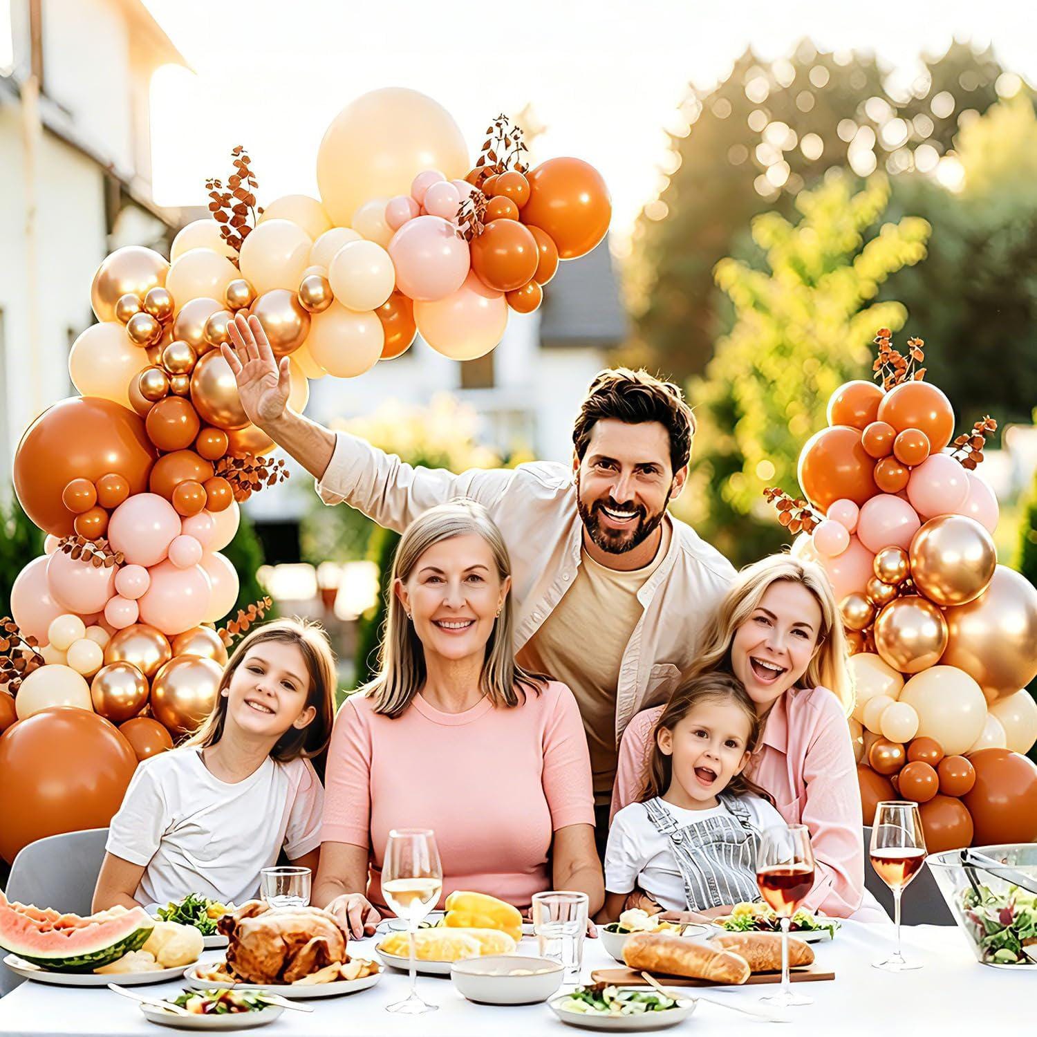 Fall Balloon Arch Kit, Autumn Thanksgiving Party Decor, Metallic Orange Ivory Balloons