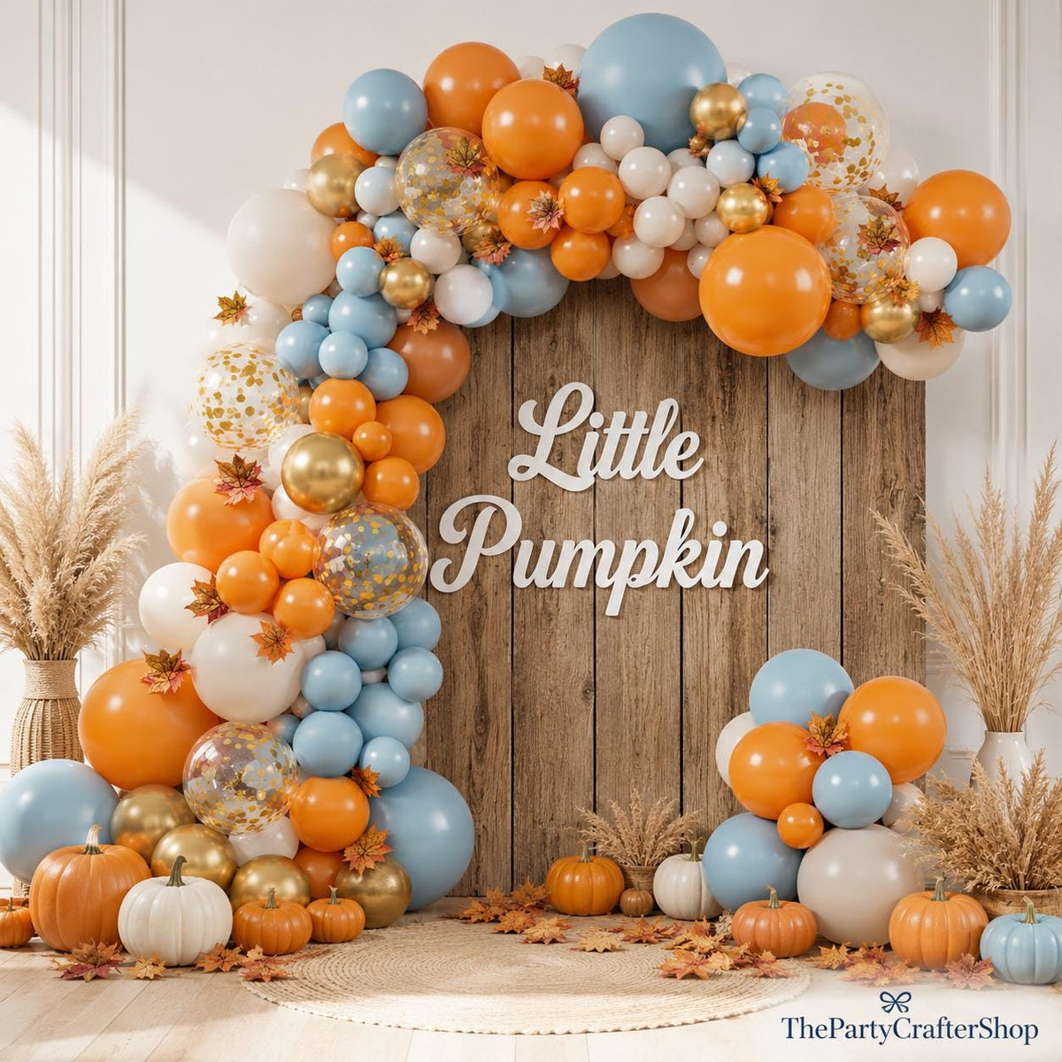 Fall Balloon Arch Kit, Burnt Orange, Dusty Blue, Sand White, Boho Baby Shower Decor