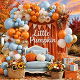 Fall Balloon Arch Kit, Burnt Orange, Dusty Blue, Sand White, Boho Baby Shower Decor