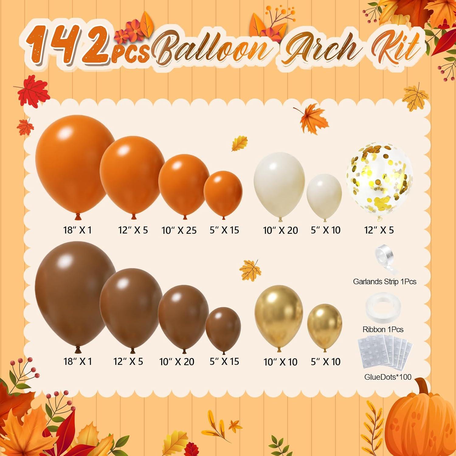 Fall Balloon Arch Kit, Thanksgiving Garland, Autumn Birthday Baby Shower Decor