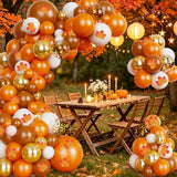 Fall Balloon Arch Kit, Burnt Orange Coffee Brown Sand White Garland, Maple Leaves, Thanksgiving Decor
