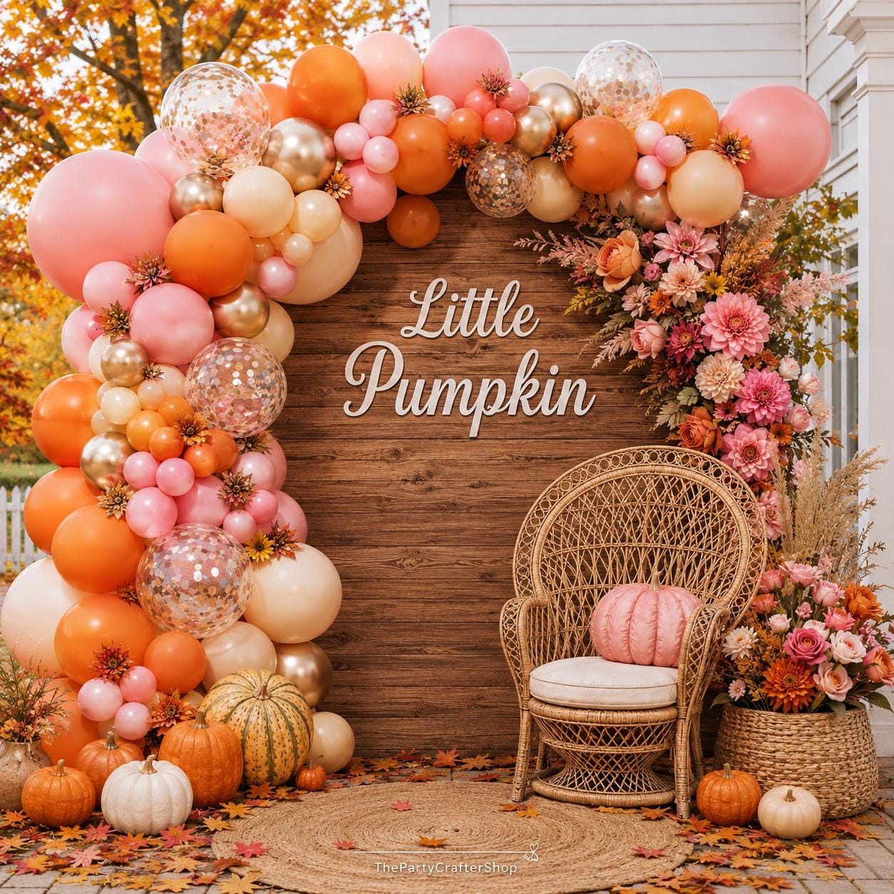 201-Piece Fall Balloon Arch Kit, Burnt Orange Pink Garland, Maple Leaf Pumpkin Decor