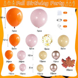 201-Piece Fall Balloon Arch Kit, Burnt Orange Pink Garland, Maple Leaf Pumpkin Decor