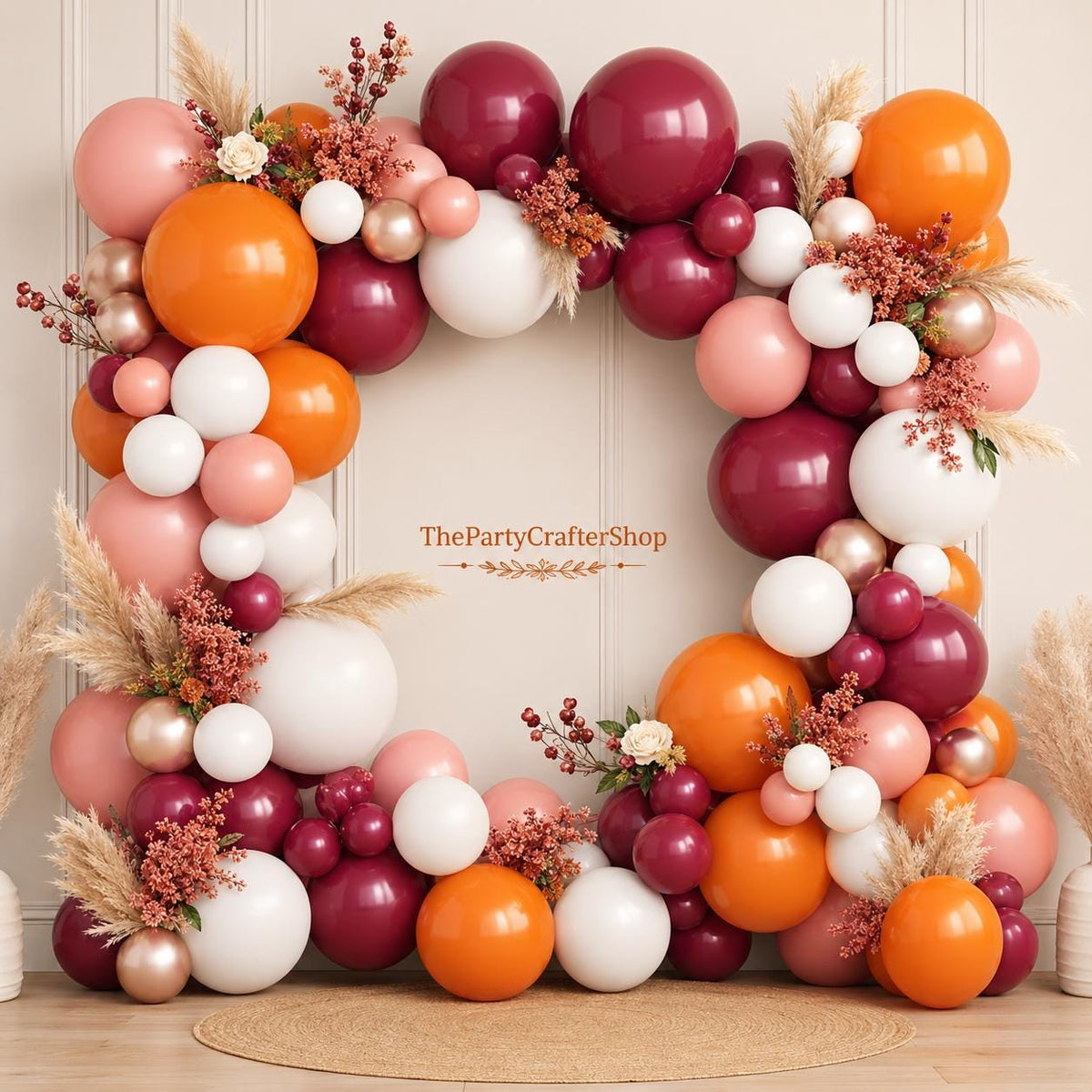 Orange Burgundy Balloon Garland Kit, Boho Fall Wedding Baby Shower Decor