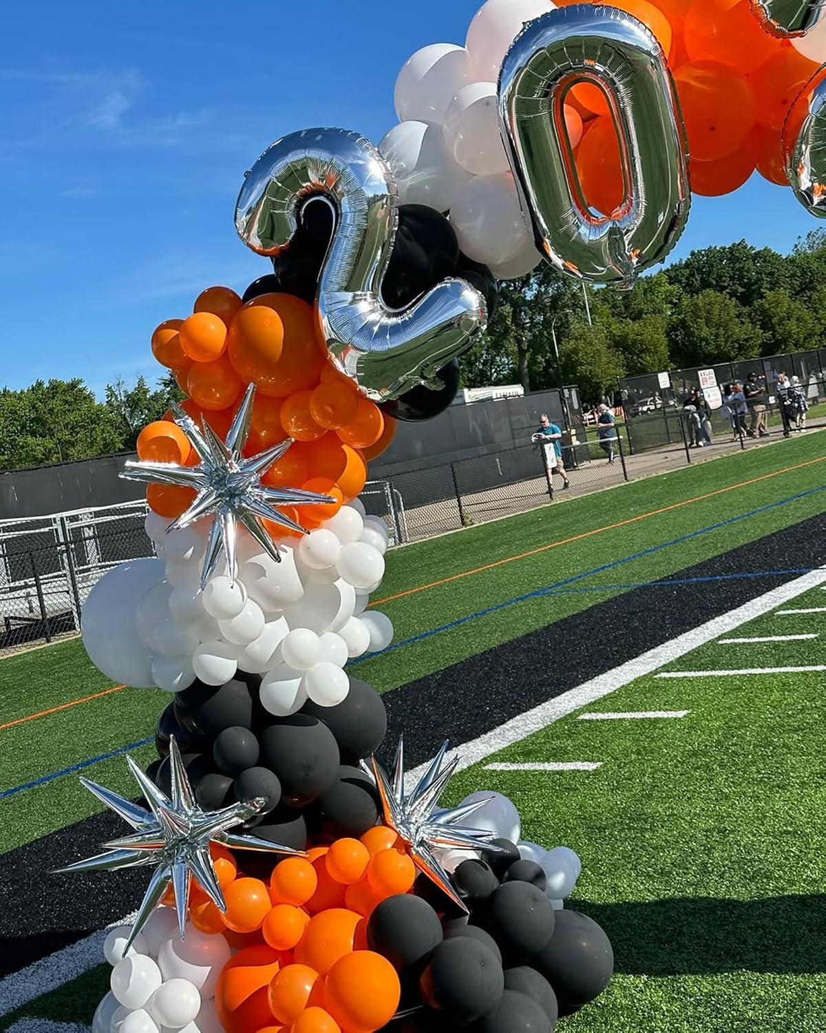 Graduation Balloon Arch Kit, Orange Black White Garland, Congrats Grad Party Decorations