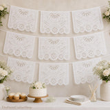 White Papel Picado Banner 15FT, Mexican Fiesta Decorations,  Wedding  Baby Shower Decor