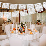 White Papel Picado Banner 15FT, Mexican Fiesta Decorations,  Wedding  Baby Shower Decor