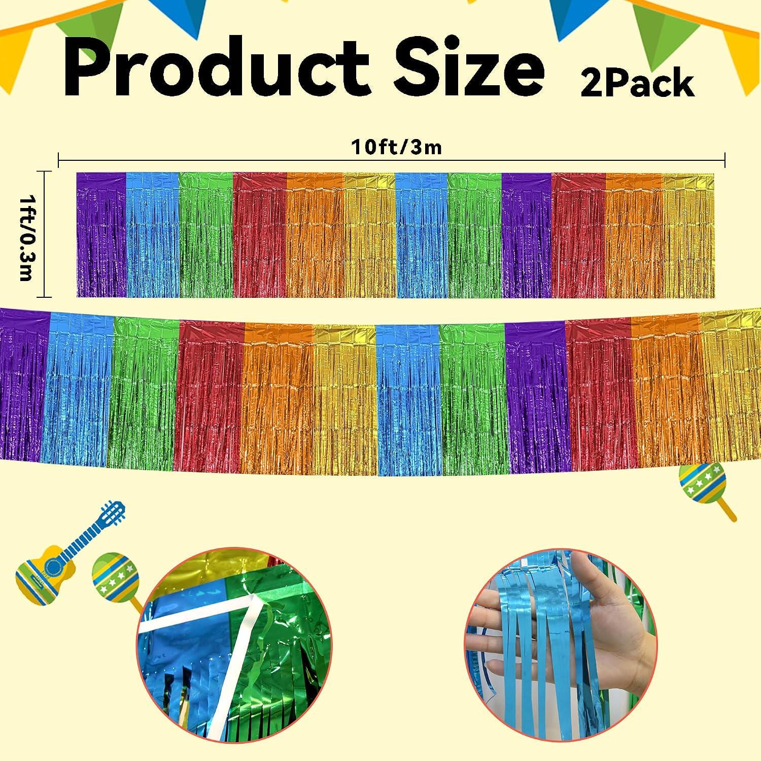 Fiesta Fringe Streamers 2 Pack, 10FT Mexican Party Decorations (Dia de los Muertos)
