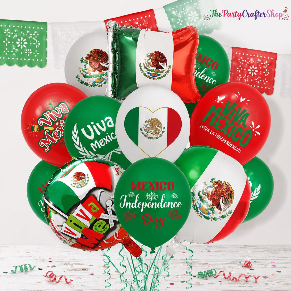 Mexico Independence Day Balloons, 45-Piece Fiesta Decorations (Dia de la Independencia)