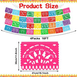 Colorful Papel Picado Banner Set, Mexican Fiesta Party Decor (4 Pack)