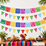 Felt Fiesta Banner 4 Pack, Colorful Mexican Papel Picado Garland, Party Decor