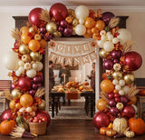Burgundy Burnt Orange Balloon Arch Kit, Retro Boho Fall Garland, Metallic Gold Cream Thanksgiving Baby Shower Birthday Decor
