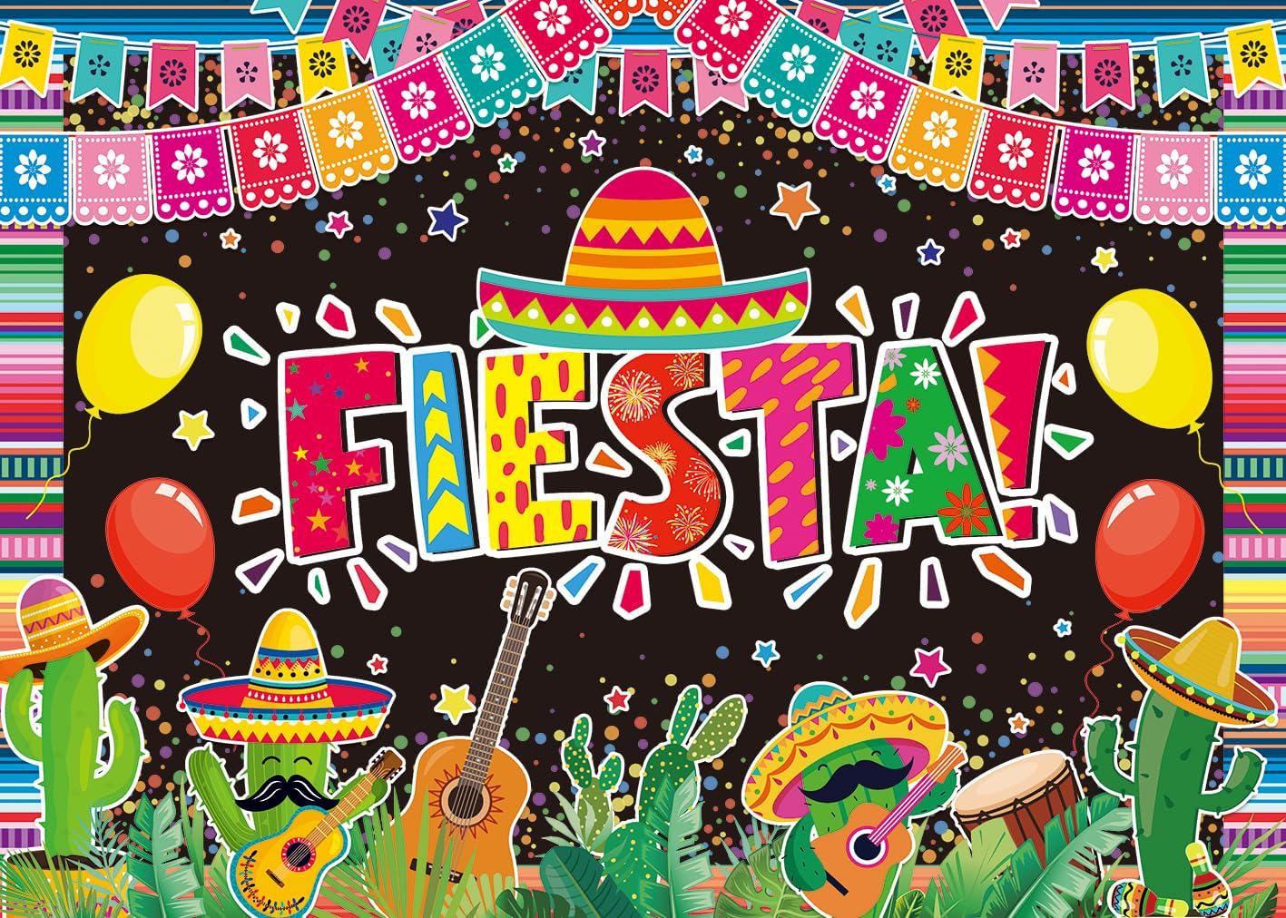 Mexican Fiesta Backdrop 7x5FT, Party Photo Background, Mexican Festival Birthday Baby Shower Wedding Decor