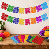 Mexican Papel Picado Banner 2PCS, Colorful Felt Garland, Fiesta Birthday Baby Shower  Decor