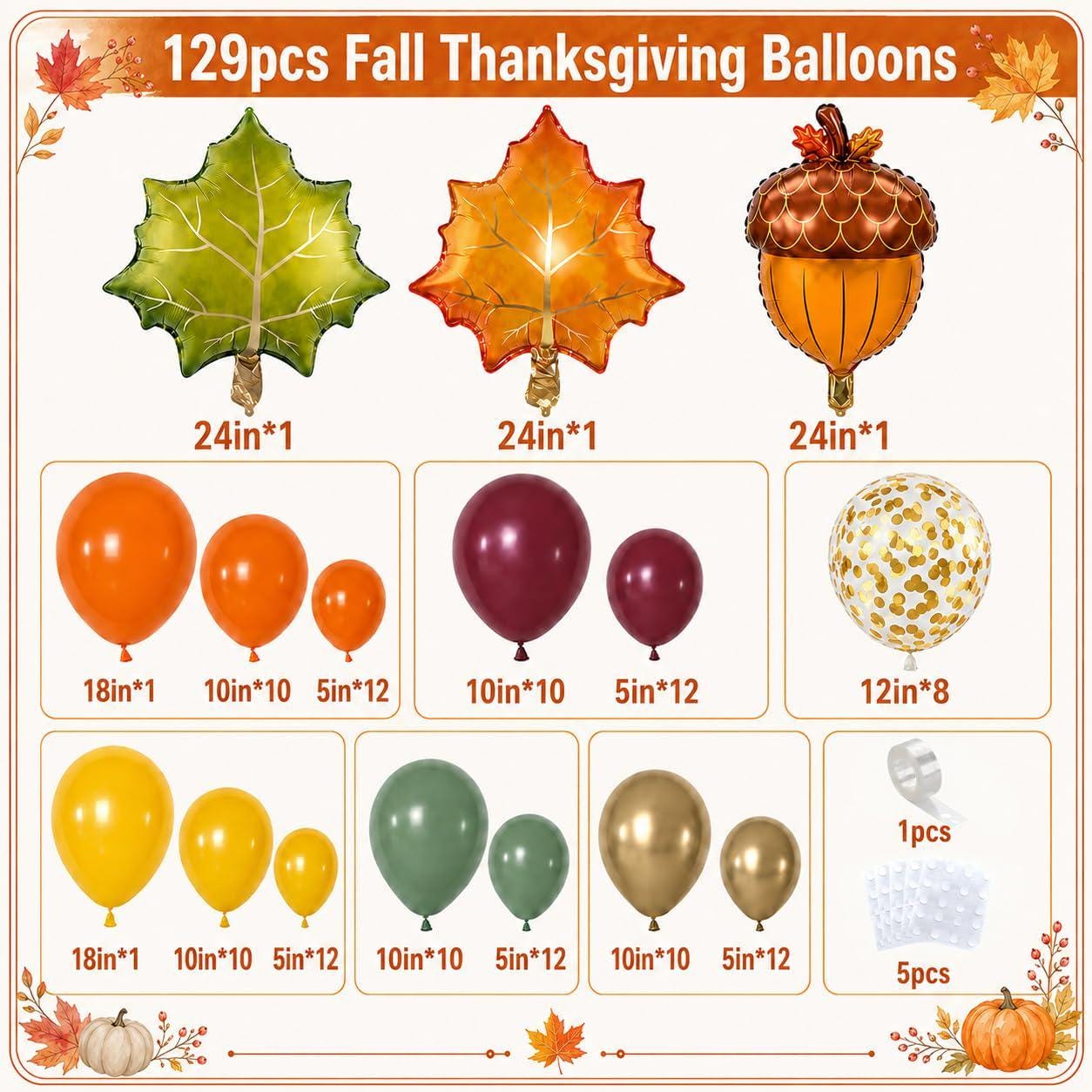 Fall Balloon Garland Arch Kit, Burnt Orange Burgundy Terracotta Sage Green Mustard Gold Balloons, Friendsgiving Autumn Birthday Decor