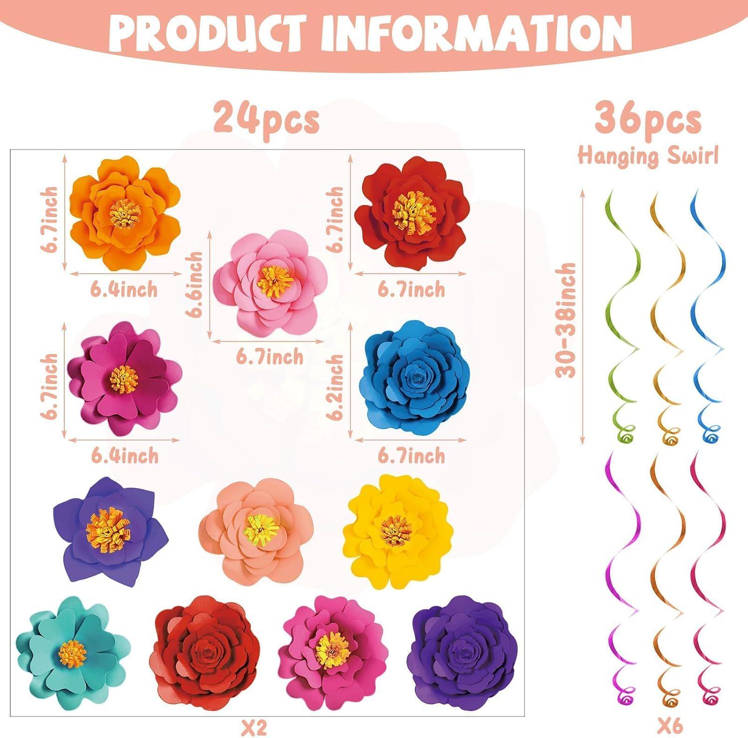 Mexican Fiesta Hanging Swirls, Floral Party Decorations, Birthday Banner Decor