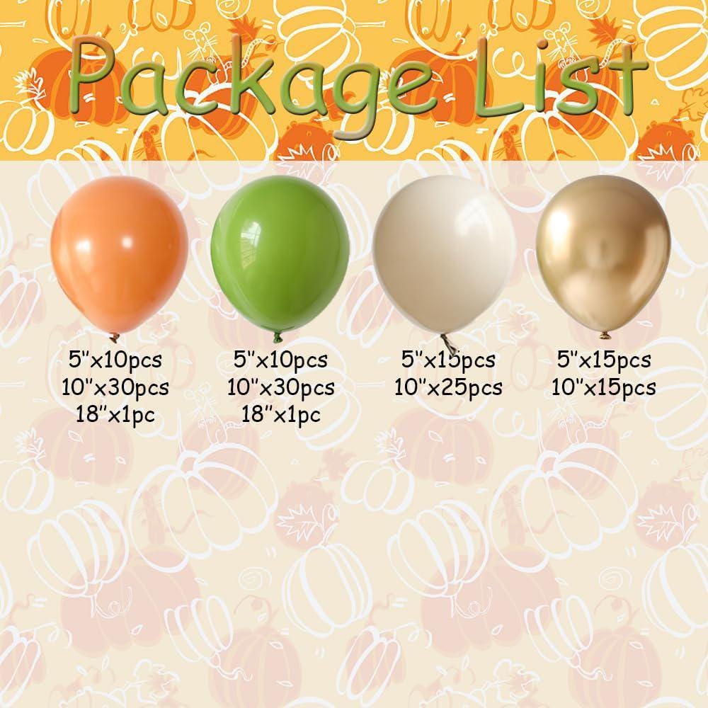 152PCS Fall Balloon Garland Arch Kit, Green Sand White Coffee Balloons, Thanksgiving Harvest Wedding Baby Shower Birthday Decor