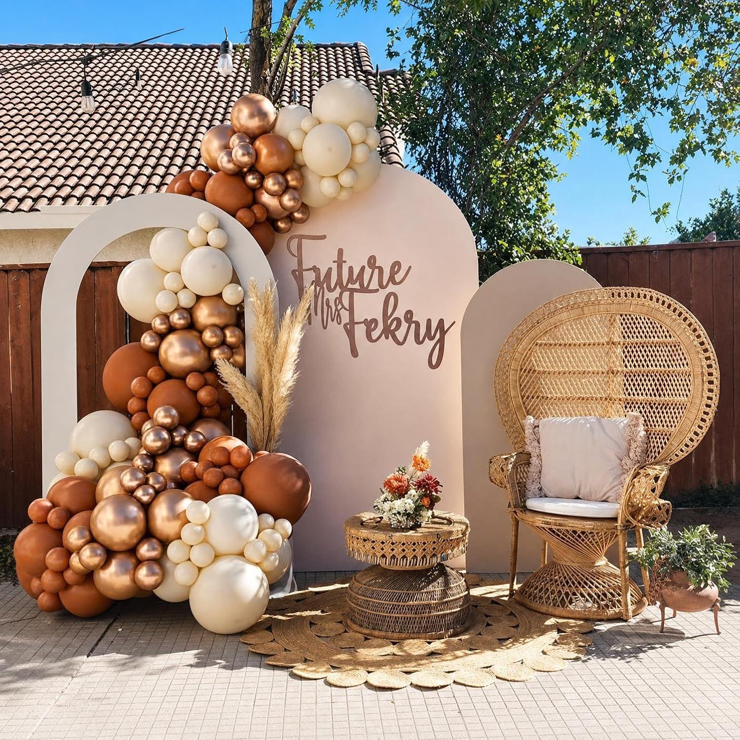 60PCS Burnt Orange Copper Fall Balloons, Retro Brown Sand White Balloon Garland, Thanksgiving Harvest Baby Shower Wedding Birthday Decor