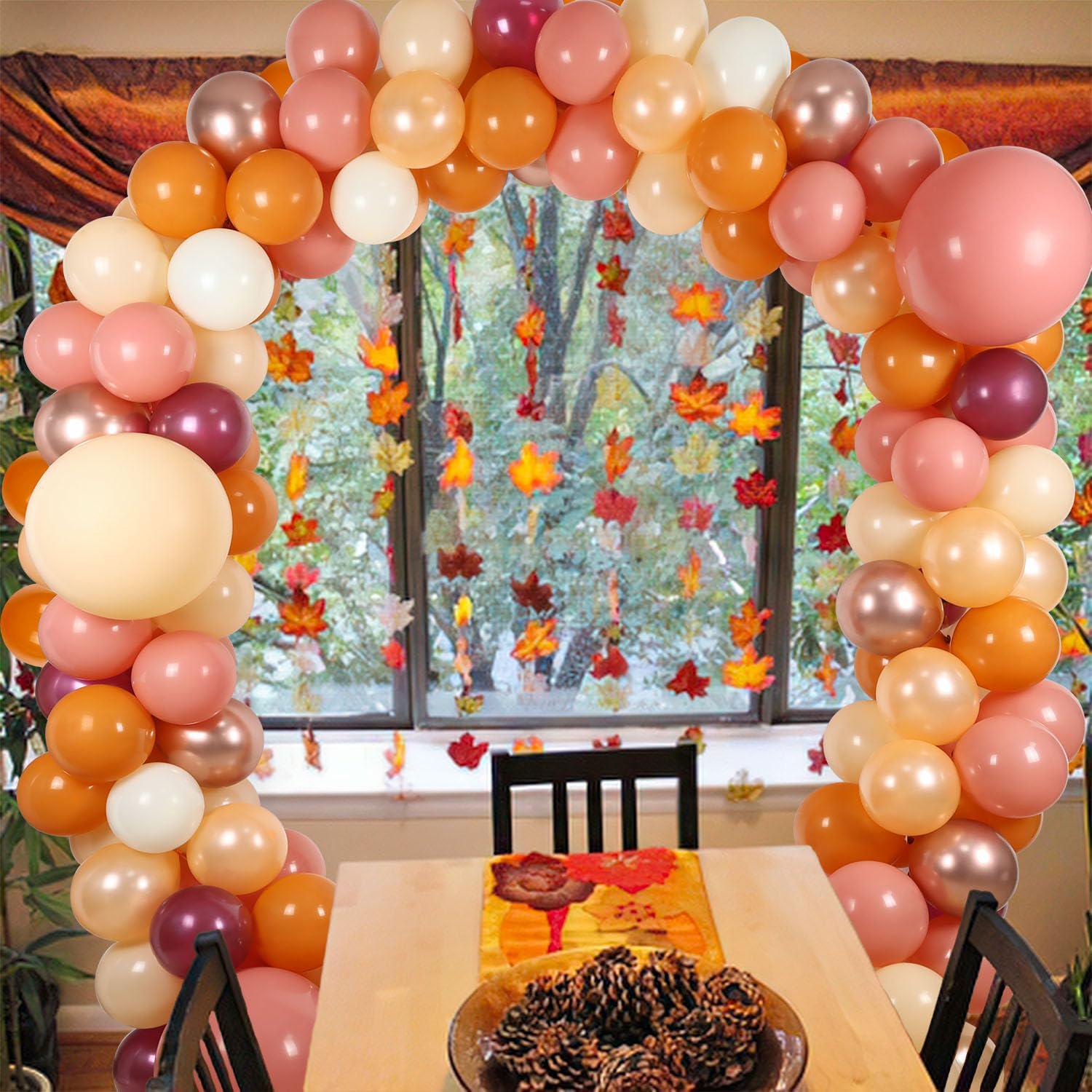 Fall Thanksgiving Balloon Arch Kit, Burnt Orange Yellow Burgundy Balloon Garland, Autumn Harvest Birthday Friendsgiving Party Decor