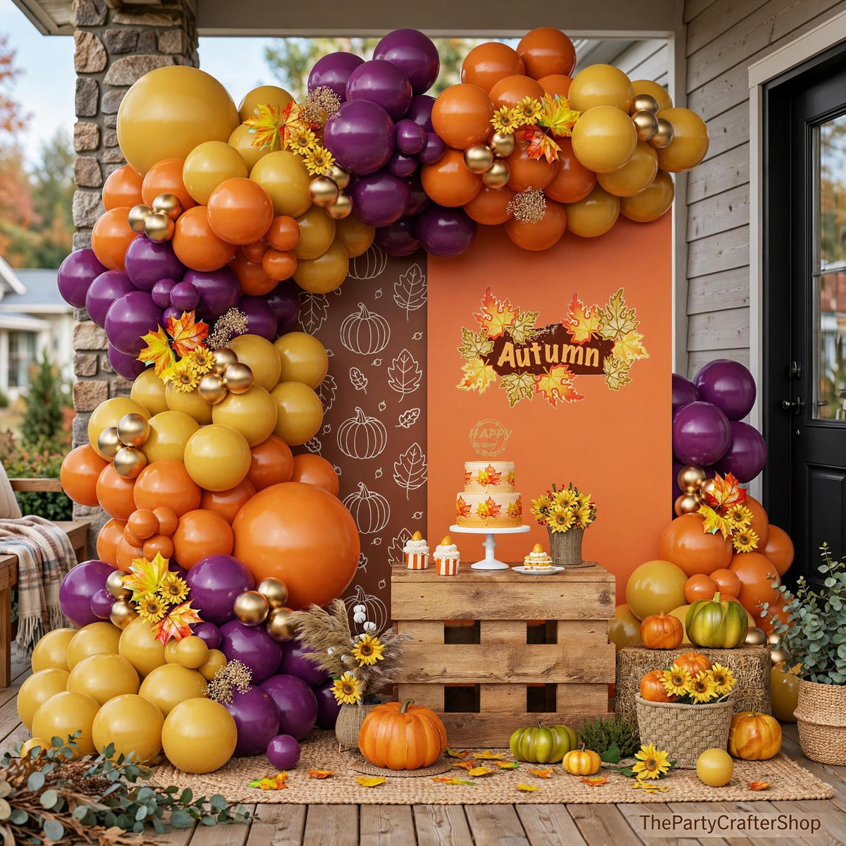 142PCS Fall Balloon Arch Kit, Orange Yellow Gold Balloon Garland, Thanksgiving Harvest Friendsgiving Baby Shower Birthday Decor