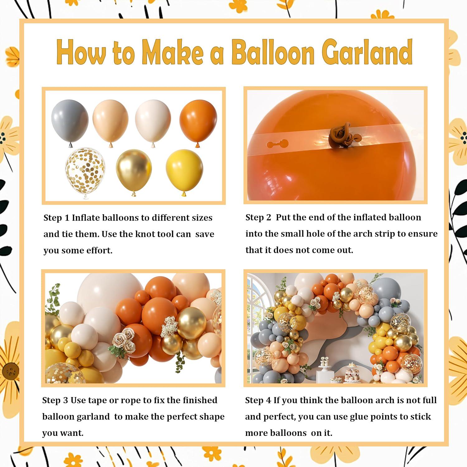 152PCS Fall Balloon Arch Kit, Dusty Orange Grey Pastel Orange Yellow White Sand Gold Confetti Thanksgiving Harvest Birthday Decor