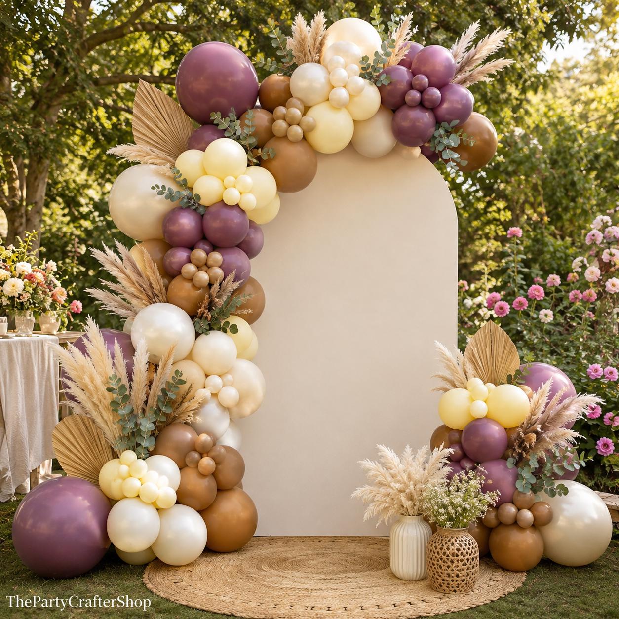 Dusty Purple Brown Balloon Arch Kit, Dark Plum Mauve Yellow Ivory Coffee Tan Garland, Baby in Bloom Bridal Shower Wedding Fall Decor