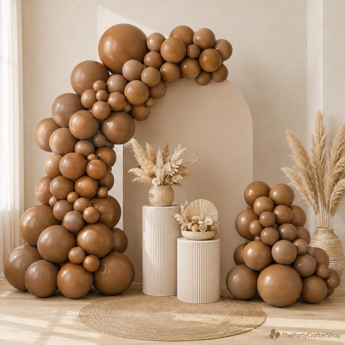 135PCS Brown Balloon Garland Arch Kit, Coffee Tan Neutral Boho Balloons, Baby Shower Jungle Safari Fall Birthday Bear Party Decor