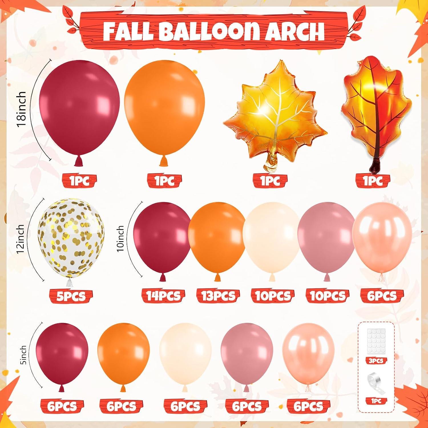 164PCS Fall Balloon Garland Arch Kit, Orange Yellow White Sand Heliotrope Balloons, Little Pumpkin Thanksgiving Baby Shower Decor