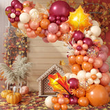 164PCS Fall Balloon Garland Arch Kit, Orange Yellow White Sand Heliotrope Balloons, Little Pumpkin Thanksgiving Baby Shower Decor