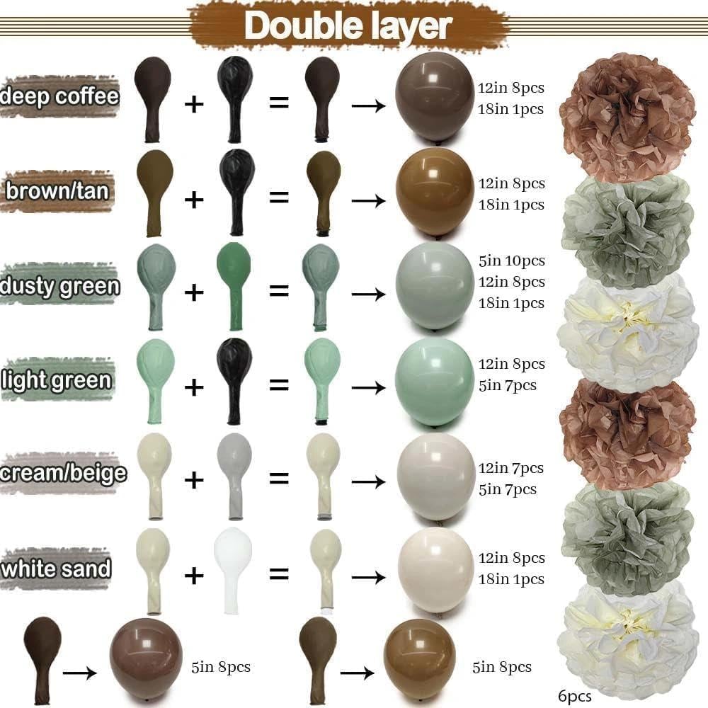 Sage Green Brown Balloon Arch Kit, Neutral Nude White Sand Balloon Garland, Woodland Baby Shower Wedding Gender Reveal Fall Party Decor