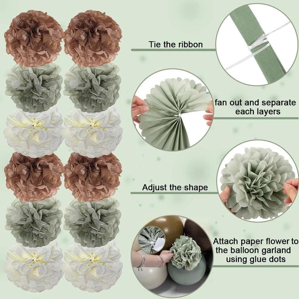 Sage Green Brown Balloon Arch Kit, Neutral Nude White Sand Balloon Garland, Woodland Baby Shower Wedding Gender Reveal Fall Party Decor