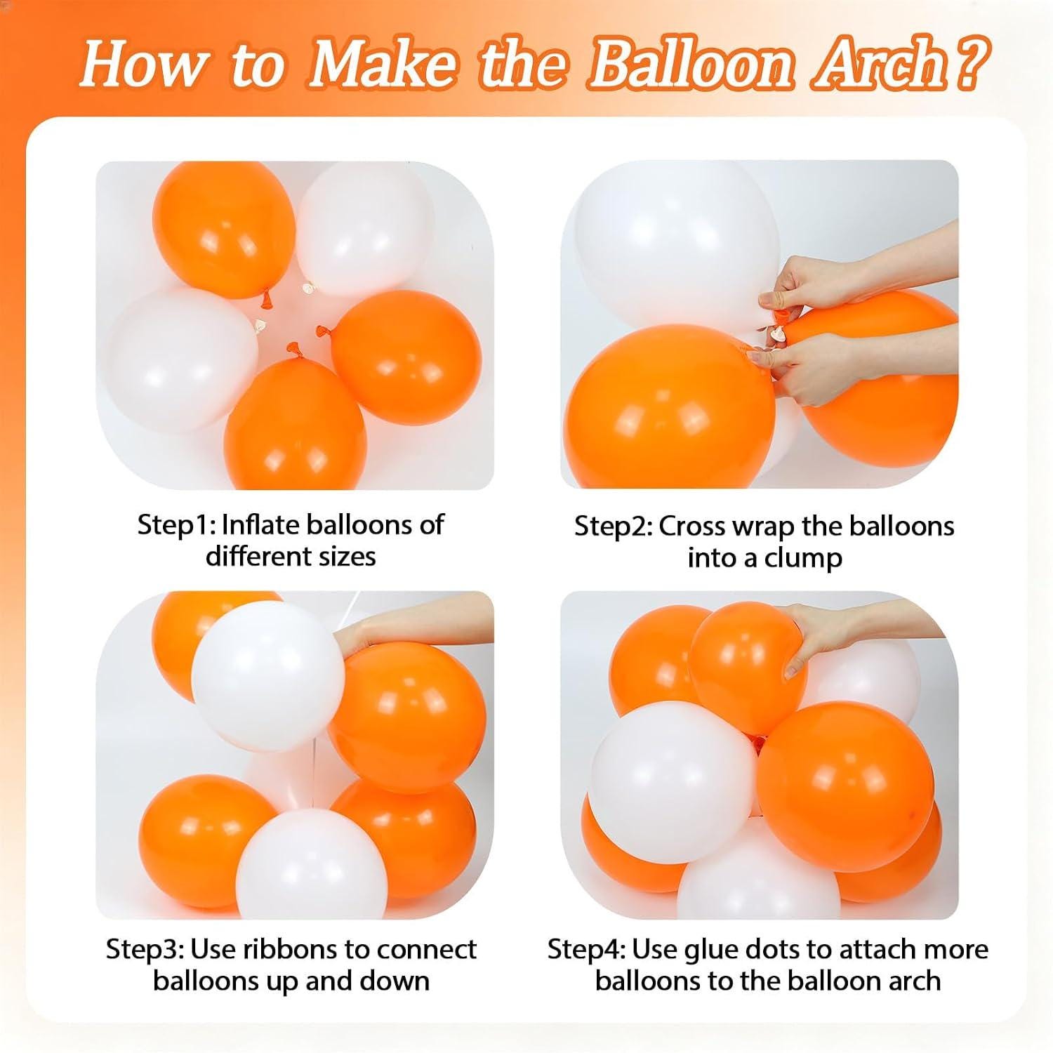 131PCS Orange White Balloon Arch Kit, Confetti Balloon Garland, Orange Graduation Birthday Party Decorations