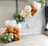 155PCS Fall Balloon Arch Kit, Dusty Green Burnt Orange Balloon Garland, Little Pumpkin Baby Shower Birthday Rustic Bridal Shower Decor