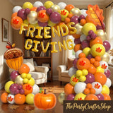 125PCS Friendsgiving Balloon Arch Kit, Orange Yellow Burgundy Balloon Garland, Maple Leaf Thanksgiving Fall Pumpkin Party Decor