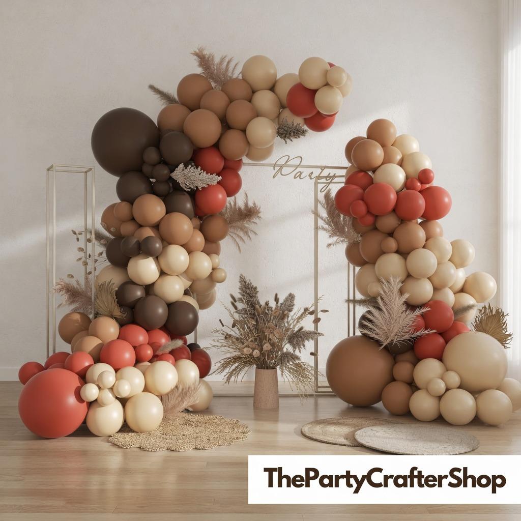 160PCS Boho Orange Brown Nude Balloon Arch Kit, Dusty Orange Dark Brown Tan Garland, Baby Shower Bridal Wedding Birthday Decor