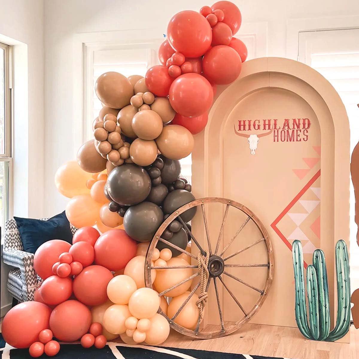 160PCS Boho Orange Brown Nude Balloon Arch Kit, Dusty Orange Dark Brown Tan Garland, Baby Shower Bridal Wedding Birthday Decor