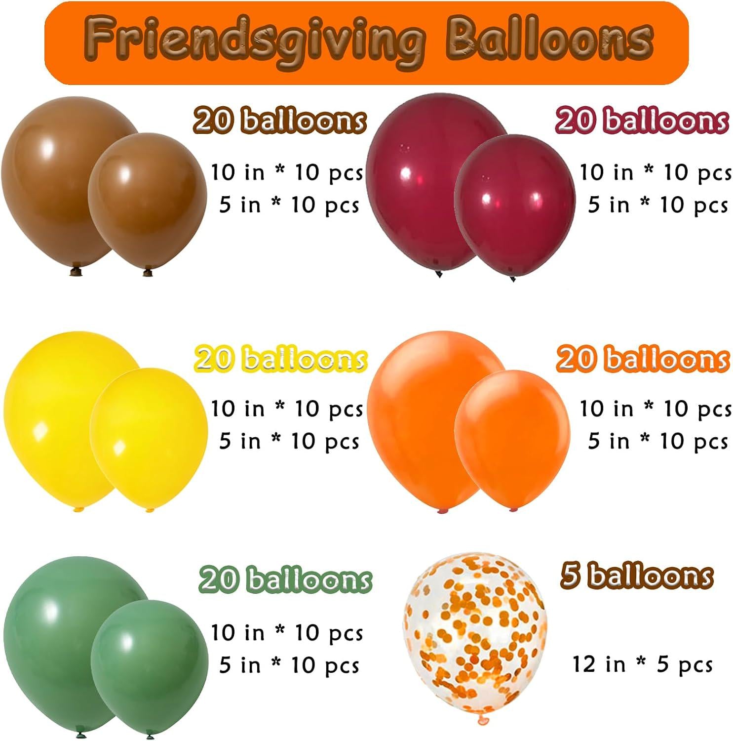 Friendsgiving Balloon Garland Arch Kit, Pumpkin Fall Leaves Foil Balloons, Autumn Harvest Birthday Thanksgiving Party Decor