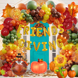 Friendsgiving Balloon Garland Arch Kit, Pumpkin Fall Leaves Foil Balloons, Autumn Harvest Birthday Thanksgiving Party Decor