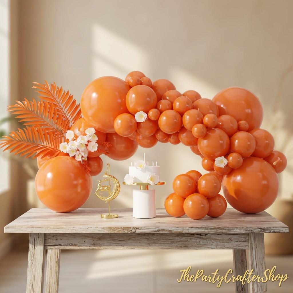 130PCS Orange Balloon Garland Arch Kit, 18 12 10 5 Inch Balloons, Birthday Baby Shower Gender Reveal Wedding Autumn Party Decor