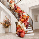 155PCS Fall Balloon Arch Kit, Coral Red Burnt Orange Sand White Brown Garland, Little Pumpkin Baby Shower Thanksgiving Decor