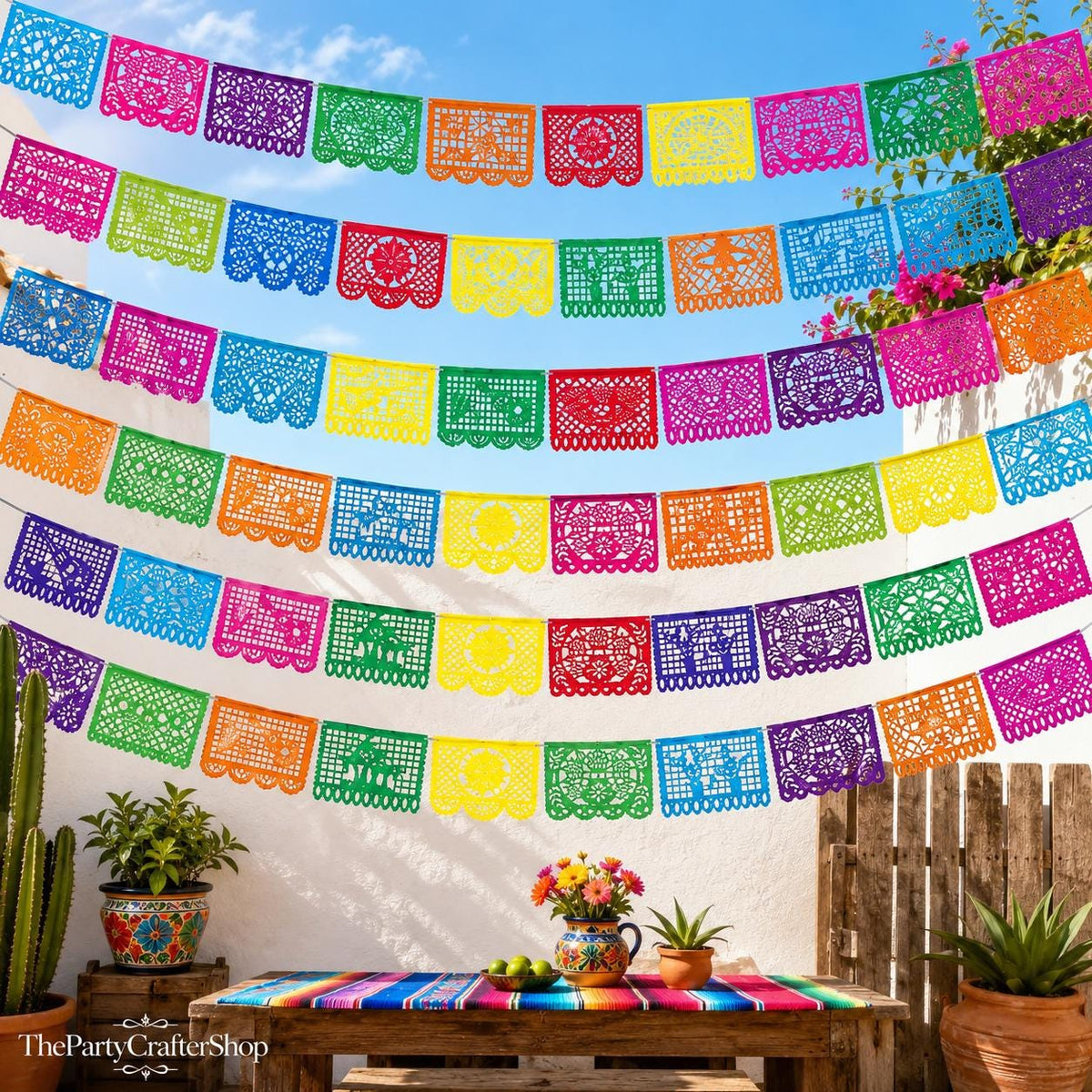 Mexican Papel Picado Banners 540FT, Bulk Fiesta Party Flags, September 16 Independence Day Decorations