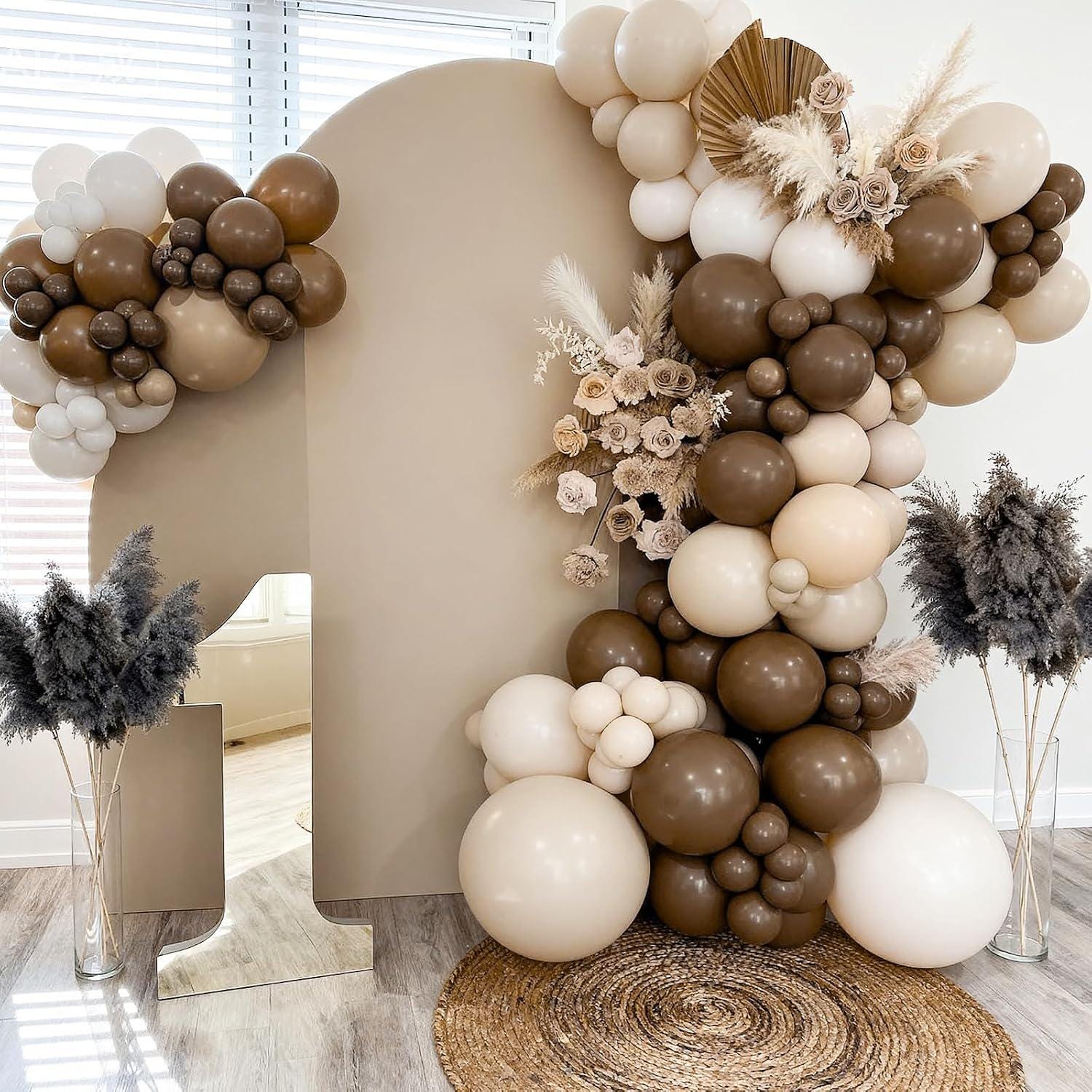 98PCS Dark Brown Balloon Garland Arch Kit, Chocolate Brown Latex Balloons, Fall Wedding Baby Shower Birthday Thanksgiving Rustic Decor
