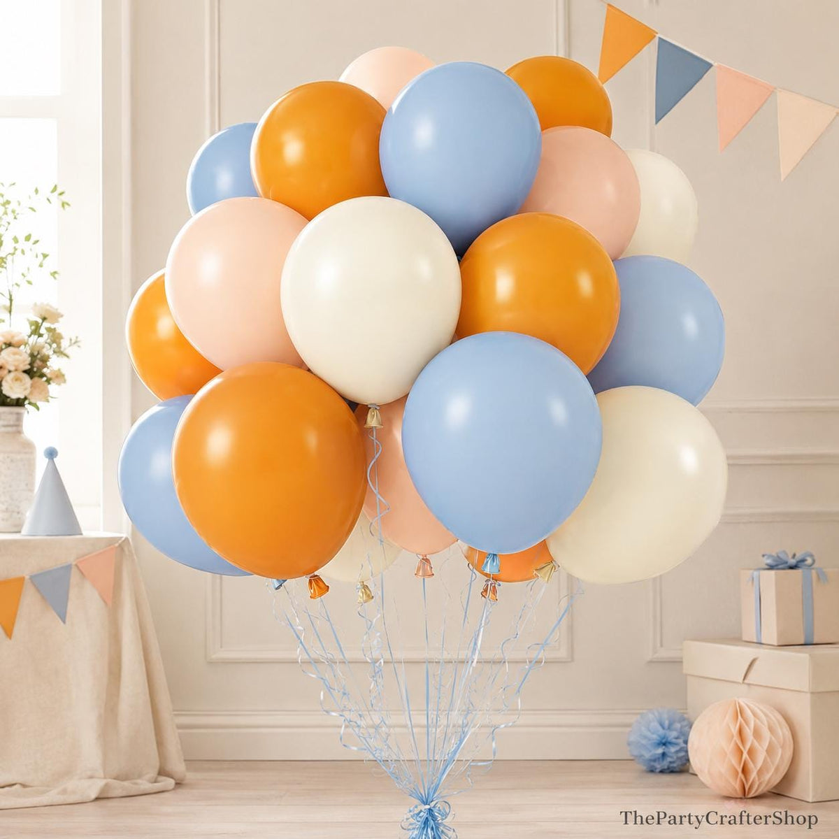35PCS Burnt Orange Dusty Blue Fall Balloons, Taupe Peach Balloon Set, First Fall Thanksgiving Baby Shower Birthday Harvest Party Decor