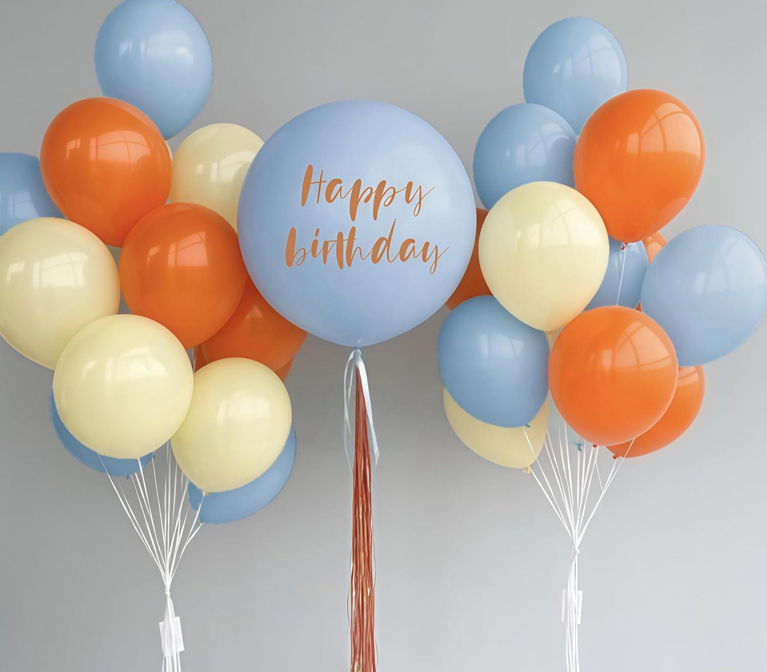 35PCS Burnt Orange Dusty Blue Fall Balloons, Taupe Peach Balloon Set, First Fall Thanksgiving Baby Shower Birthday Harvest Party Decor