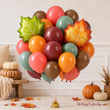 Fall Burgundy Sage Green Balloons, Maple Leaf Acorn Foil Balloons, Thanksgiving Baby Shower Birthday Autumn Harvest Party Decor