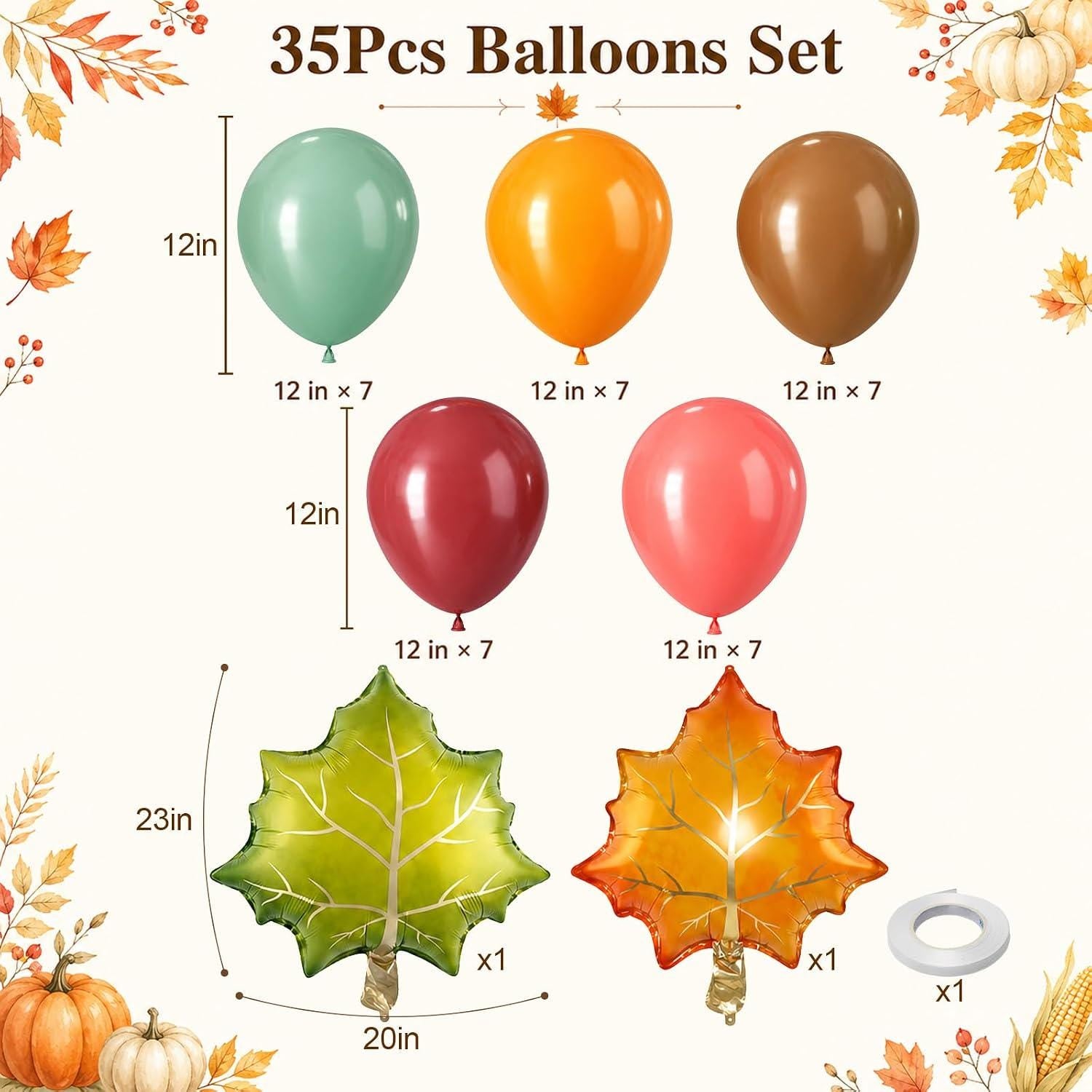 Fall Burgundy Sage Green Balloons, Maple Leaf Acorn Foil Balloons, Thanksgiving Baby Shower Birthday Autumn Harvest Party Decor