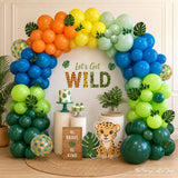 142PCS Dinosaur Balloon Arch Kit, Green Orange Yellow Jungle Balloon Garland, Safari Rainforest Birthday Baby Shower Party Decor