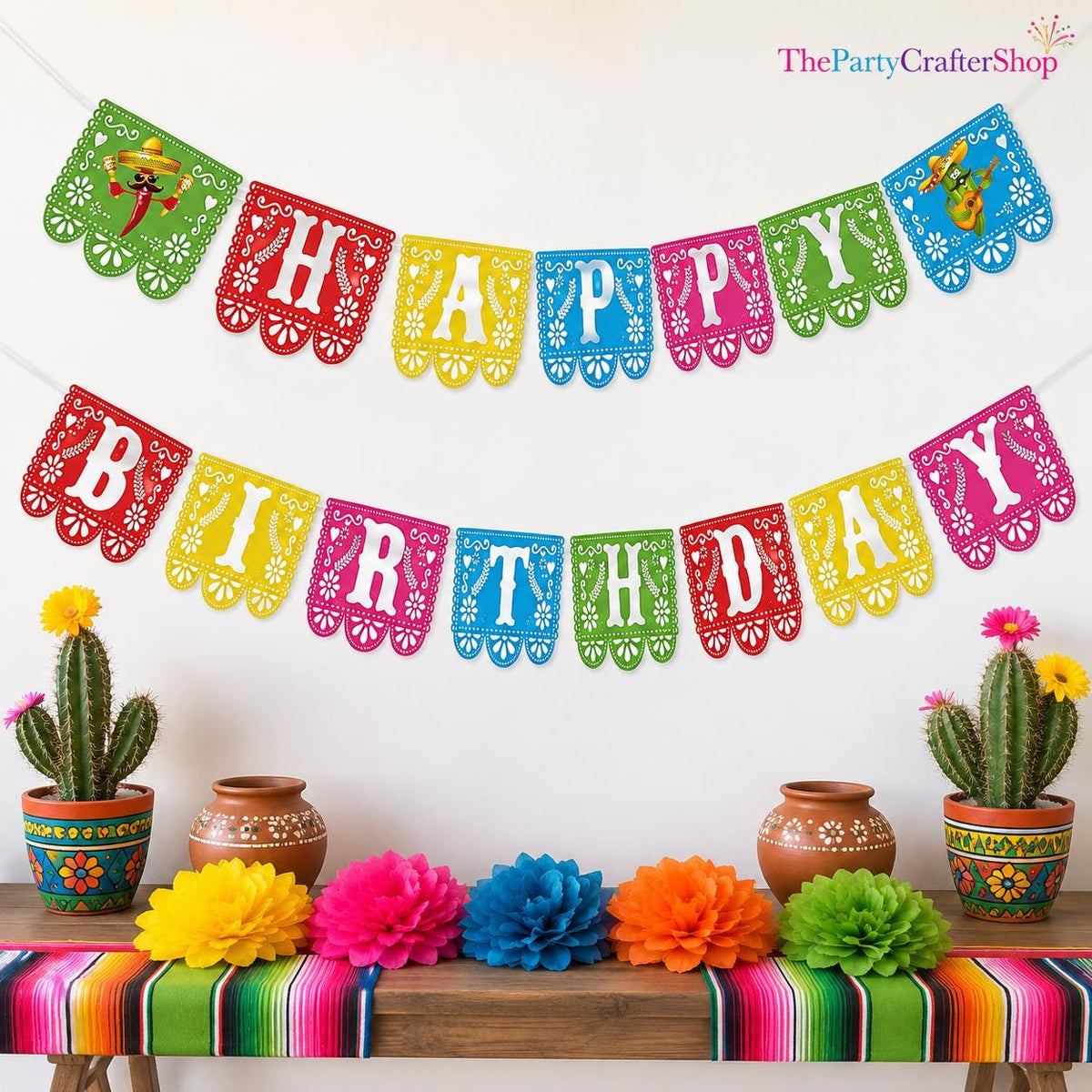Fiesta Birthday Banner, Mexican Papel Picado Garland, Party Decorations