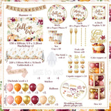 271PCS Fall in Love Bridal Shower Decorations, Miss to Mrs Party Kit, Balloon Arch Backdrop Tableware Cake Topper, Autumn Wedding Decor